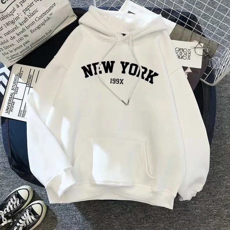 Hoodie Oversized Nueva York Y2K Mujer