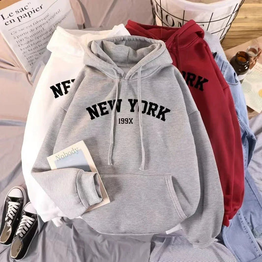 Hoodie Oversized Nueva York Y2K Mujer